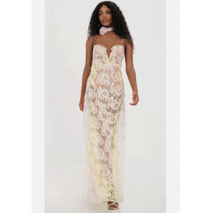 For Love & Lemons Blossom Maxi Dress Lace Small NEW